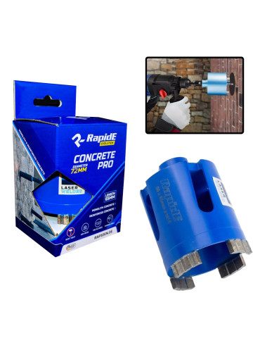 Алмазная коронка 72мм Rapide CONCRETE PRO по железобетону, монолитному бетону, кирпичу