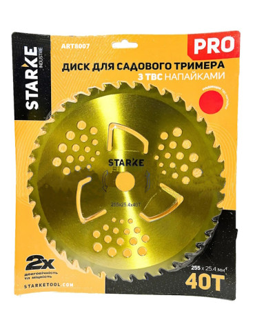 Диск Starke 40T 255мм*25.4 PRO + 3-подрезных ножа для бензокосы и триммера с твердосплавными напайками