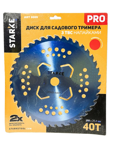 Диск Starke 40T 255мм*25.4 PRO + 4-подрезных ножа для бензокосы и триммера с твердосплавными напайками