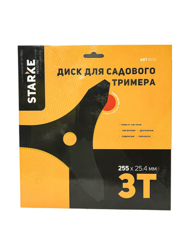 Диск Starke 3T 255мм*25.4  черный для бензокосы и садового триммера 