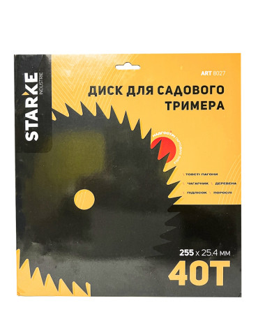 Диск Starke 40T 255мм*25.4  черный для бензокосы и садового триммера 